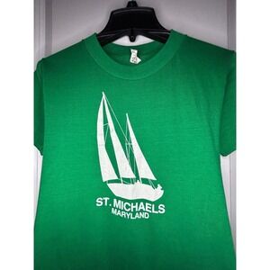 Vintage 70's 80's Single Stitch "St. Michael's Maryland" Sail Boat Graphic Shirt